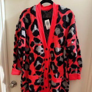 Torrid Leopard Button Front Cardigan Sweater Leopard Pink Fuzzy Soft - NWT